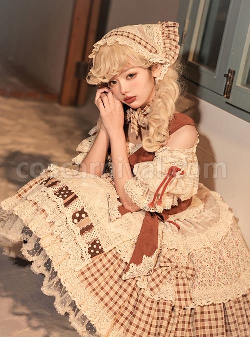 The-Little-Match-Girl-Series-Dropped-Shoulder-Lantern-Puff-Sleeves-Floral-Polka-Dot-Lace-Plaid-Hem-Classic-Lolita-Short-Sleeved-Dress-coscarnival-1996