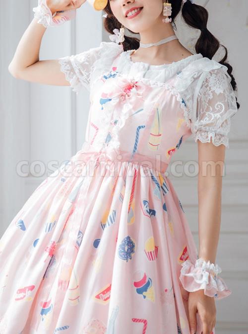 The Poetry Of Roses Series Elegant Lace Daily Short Sleeve Trumpet Sleeves Two Wearing Ways Classic Lolita Shirt