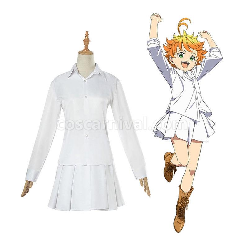 The Promised Neverland Emma White Shirt Skirt Suit Cosplay Costume With Free Tattoo Sticker coscarnival011116429