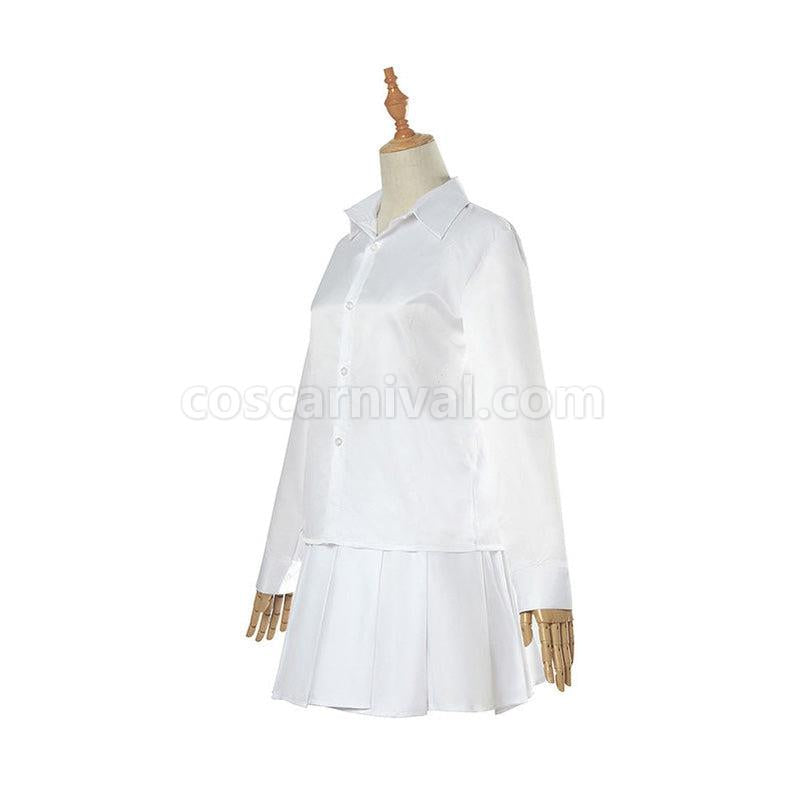 The Promised Neverland Emma White Shirt Skirt Suit Cosplay Costume With Free Tattoo Sticker coscarnival011116439
