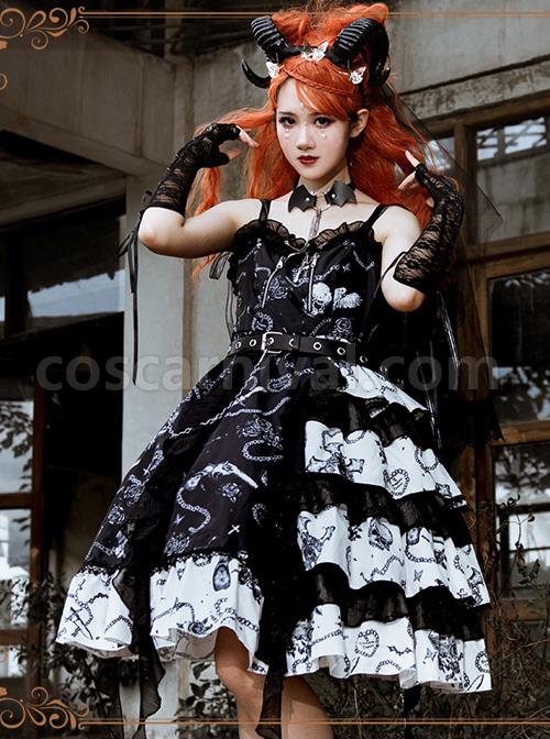 The Vampire Diaries Series JSK Type II Contrast Color Stitching Gothic Lolita Sling Dress coscarnival