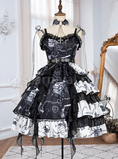The Vampire Diaries Series JSK Type II Contrast Color Stitching Gothic Lolita Sling Dress coscarnival