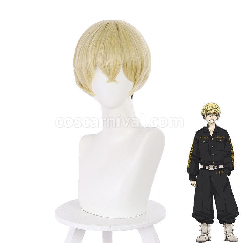 Tokyo Revengers Chifuyu Matsuno Light Gold Gradient Black Short Cosplay Wigs coscarnival011110731