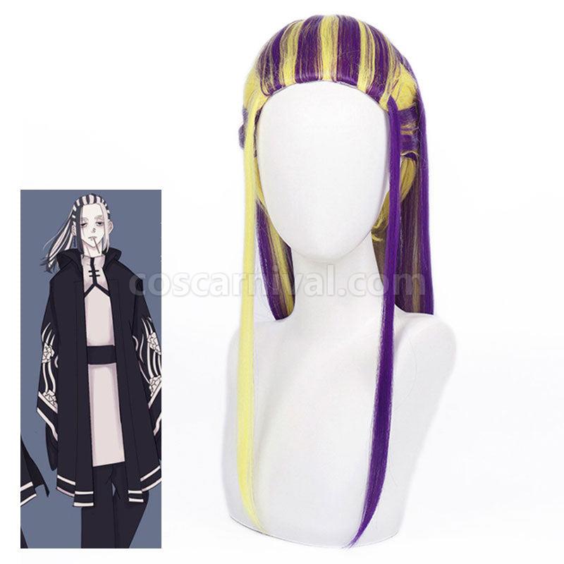Tokyo Revengers Wakasa Imaushi Long Yellow Purple Cosplay Wigs coscarnival01118843