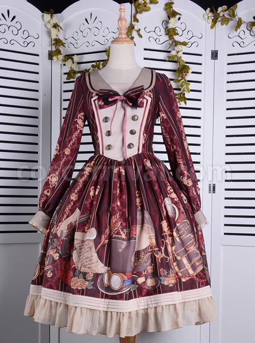 Travelers-Series-OP-Printing-Retro-Classic-Lolita-Long-Sleeve-Dress-coscarnival-4333