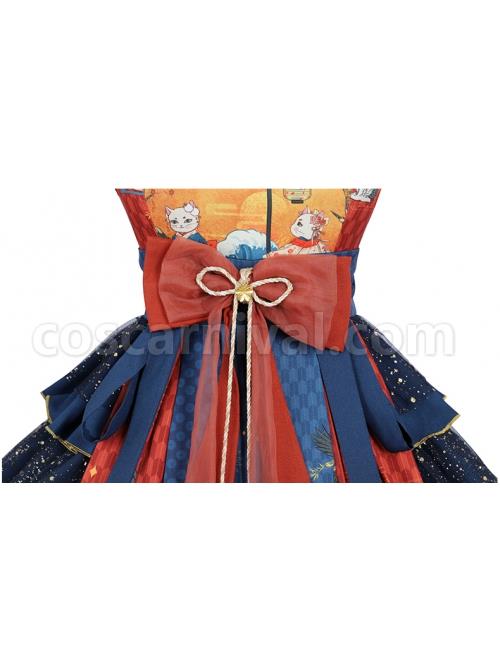 Ukiyo-Series-JSK-Japanese-Style-Fine-Print-Blue-Three-Layer-Hem-Bow-Knot-Girdle-Decoration-Sleeveless-Dress-Set-coscarnival-1940