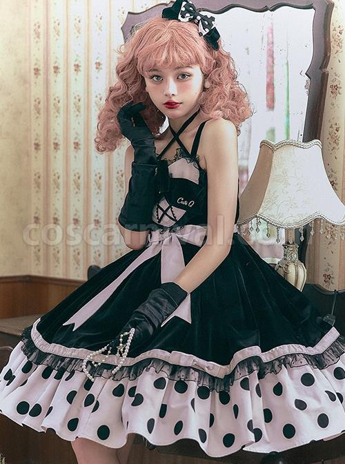 Velvet-Front-Of-The-Chest-Heart-Lace-Bow-Knot-Patchwork-Design-Polka-Dot-Hem-Black-Purple-Classic-Lolita-Sleeveless-Dress-coscarnival-1928