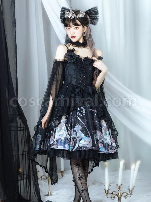 Virgin Flower Series JSK Gothic Lolita Light Hanayome Tea Party Sling Dress coscarnival