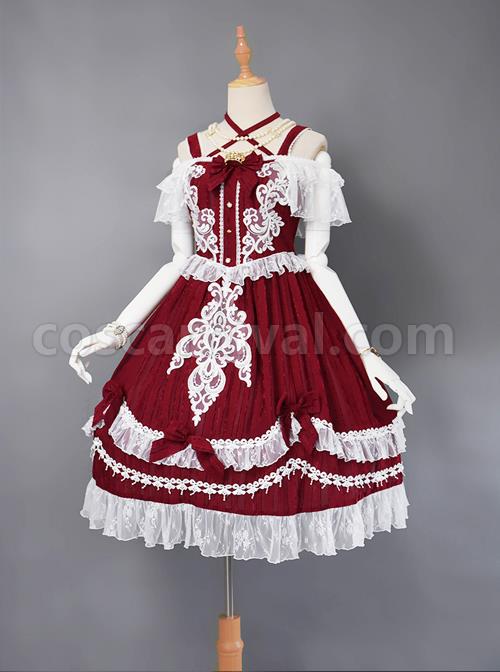Wars-Of-The-Roses-Bowknot-Classic-Lolita-Sling-Dress-coscarnival-1035