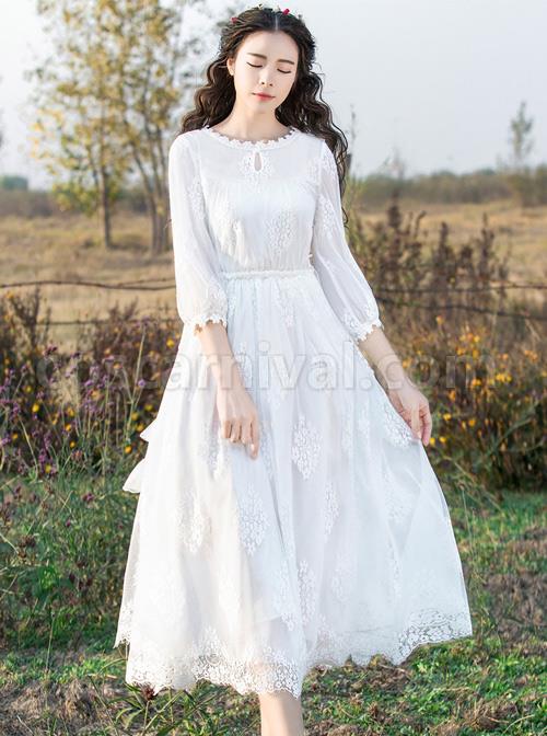 White-Embroidery-Lace-Classic-Lolita-Long-Sleeve-Dress-coscarnival-3626