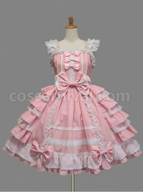 White-Lace-Pink-Bowknot-Sweet-Lolita-Sling-Dress-coscarnival-4.jpg