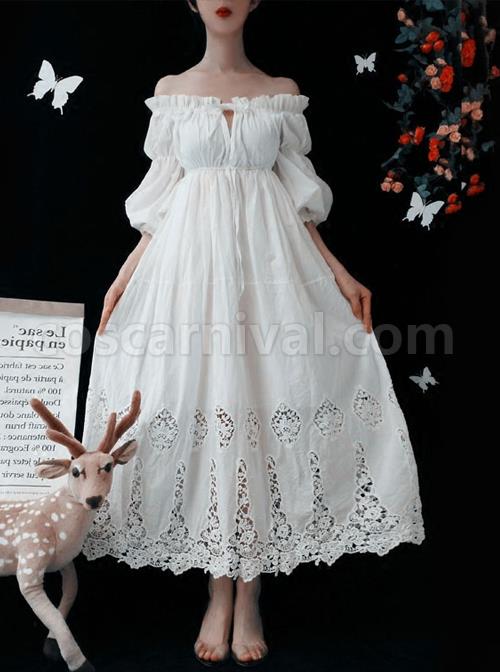 White-Strapless-Ruffles-Classic-Lolita-Half-Sleeve-Dress-coscarnival-3749