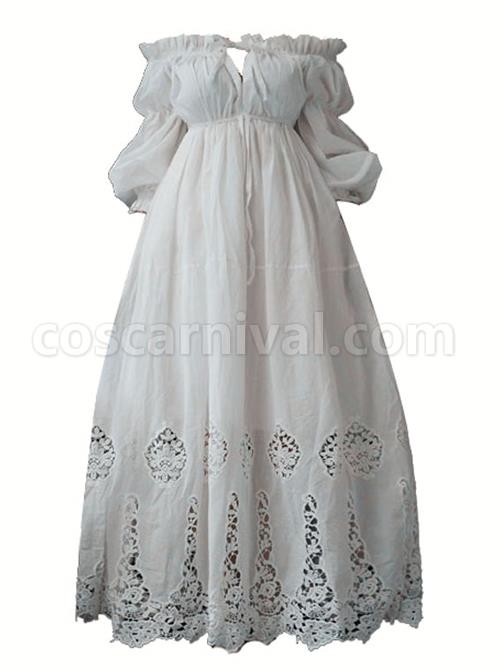 White-Strapless-Ruffles-Classic-Lolita-Half-Sleeve-Dress-coscarnival-3756
