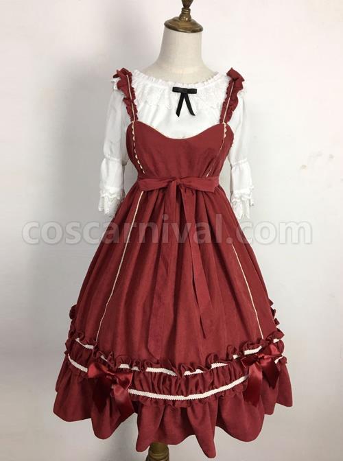 Wine-Red-Elegant-Bowknot-Classic-Lolita-Sling-Dress-coscarnival-1868