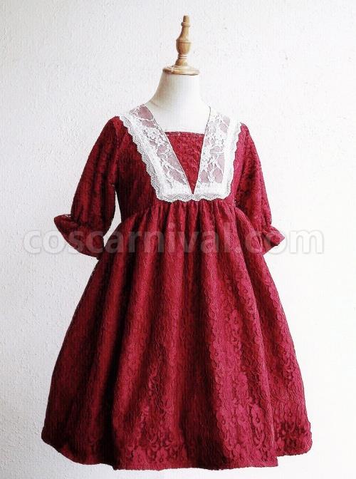 Wine-Red-Lace-Lantern-Short-Sleeve-Classic-Lolita-Dress-coscarnival-4300