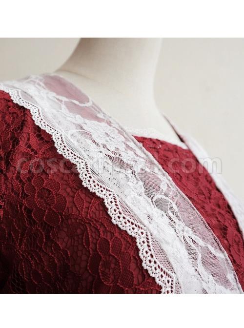 Wine-Red-Lace-Lantern-Short-Sleeve-Classic-Lolita-Dress-coscarnival-4306