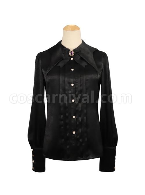 Witch Small Town Series Design 2 Halloween Retro Gothic Lolita Black Long Sleeve Shirt coscarnival