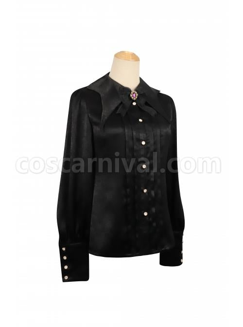 Witch Small Town Series Design 2 Halloween Retro Gothic Lolita Black Long Sleeve Shirt coscarnival