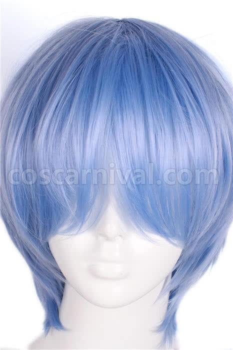 Blue cosplay costume from Pokémon, bangs detail
