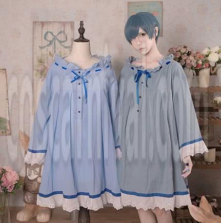 黒執事 シエル・ファントムハイヴ ブルー レトロ ナイトドレス コスプレ コスチューム