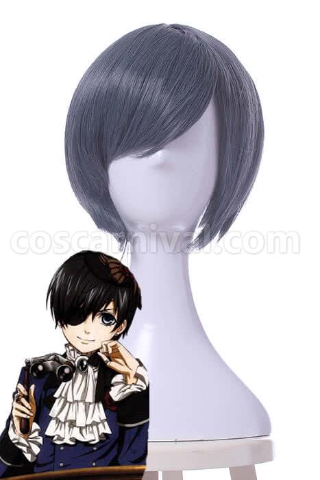 black butler ciel phantomhive short blue grey wigs anime cosplays