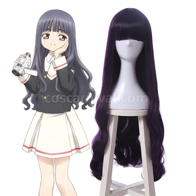 cardcaptor sakura clear card hen tomoyo daidouji wigs long curly deep purple woman wigs cosplay costumes