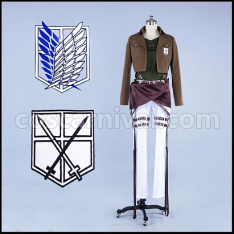 Attack on Titan Scout Regiment Levi Captain Cosplay Costume coscarnival - Front View