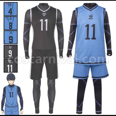 Blue Lock Kiyosei Higaraku Chigiri Hyoma Blue Sports Wear Cosplay Costume coscarnival - Back View