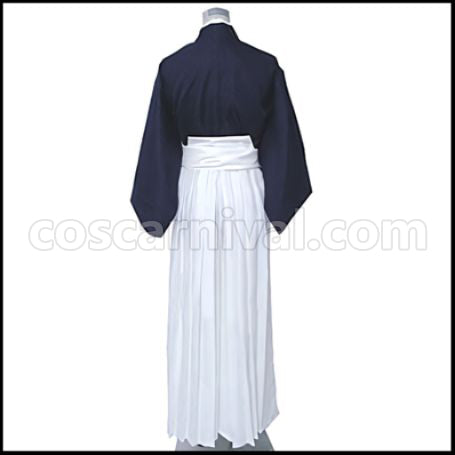 Rurouni Kenshin Meiji Swordsman Romantic Story Kenshin Himura Blue Outfit Cosplay Costume coscarnival - Back View