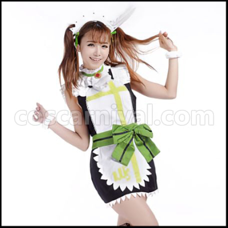 Love Live! Rin Hoshizora Maid Outfit Mogyutto love de Sekkin Chuu! Cosplay Costume coscarnival - Front View
