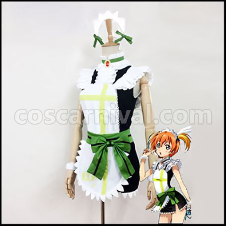 Love Live! Rin Hoshizora Maid Outfit Mogyutto love de Sekkin Chuu! Cosplay Costume coscarnival - Back View