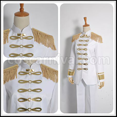 Attack on Titan Wings of Counterattack Online Captain Levi Senior Military Police White Uniform Cosplay Costume coscarnival - Back View