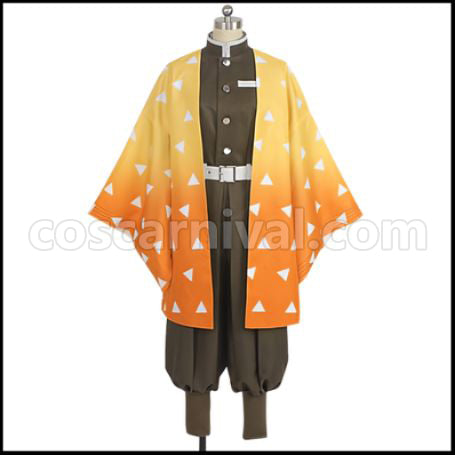 Demon Slayer: Kimetsu no Yaiba Anime Edition Zenitsu Agatsuma Cosplay Costume coscarnival - Front View