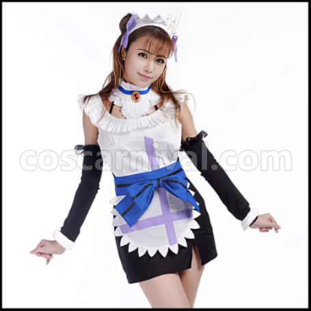 Love Live! Umi Sonoda Maid Outfit Mogyutto love de Sekkin Chuu! Cosplay Costume coscarnival - Front View