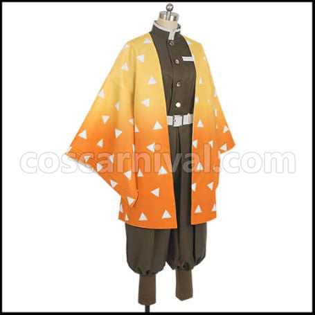 Demon Slayer: Kimetsu no Yaiba Anime Edition Zenitsu Agatsuma Cosplay Costume coscarnival - Back View