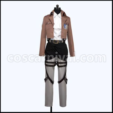 Attack on Titan Scout Regiment Captain Levi Cosplay Costume coscarnival - Front View