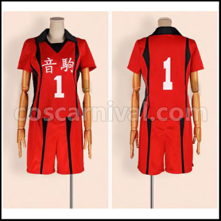Haikyuu!! Nekoma High School Volleyball Club Red Uniform Cosplay Costume coscarnival - Front View