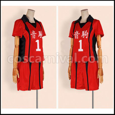 Haikyuu!! Nekoma High School Volleyball Club Red Uniform Cosplay Costume coscarnival - Back View