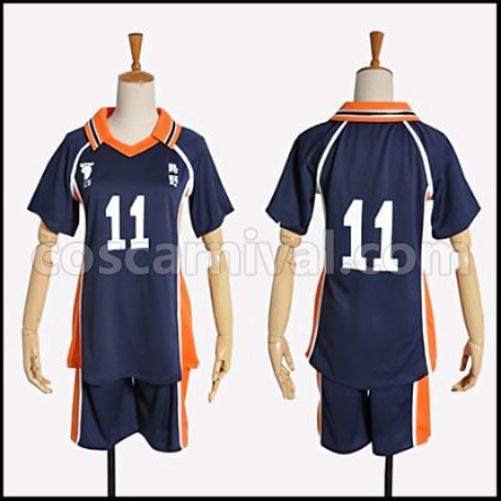 Haikyuu!! Kei Tsukishima Karasuno High School Volleyball Club Number 11 Uniform Cosplay Costume coscarnival - Front View
