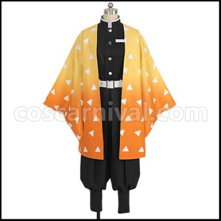 Demon Slayer: Kimetsu no Yaiba Manga Edition Zenitsu Agatsuma Cosplay Costume coscarnival - Front View