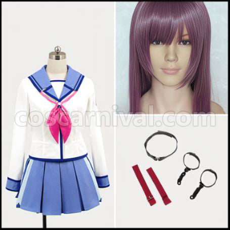 Angel Beats! SSS Uniform Yui Costume + Wig Set coscarnival - Front View