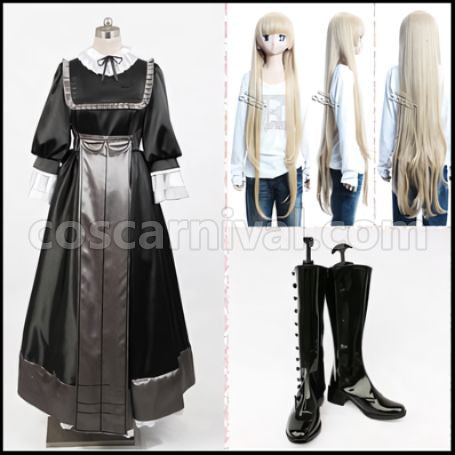 GOSICK Gothic Victorique de Blois Costume + Wig + Boots Three Piece Set coscarnival - Front View