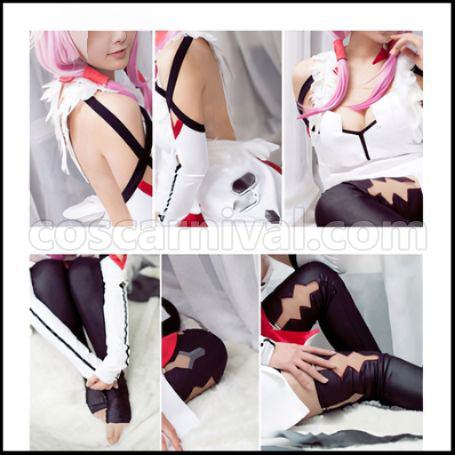 Guilty Crown Inori Yuzuriha White Battle Suit Cosplay Costume coscarnival - Collar Design