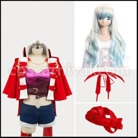Macross F Movie Sheryl Nome Obelisk Outfit + Wig 2 Piece Set coscarnival - Front View