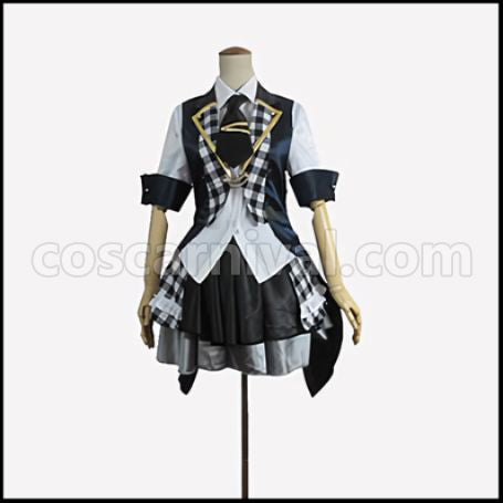 AKB0048 Succession Member 10th Generation Miyazawa Sae/Sae Black and White Checker Pattern Cosplay Costume coscarnival - Front View