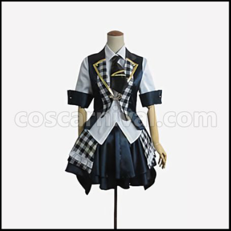 AKB0048 Succession Member 10th Generation Akimoto Sayaka/Sayaka Black and White Checker Pattern Cosplay Costume coscarnival - Front View