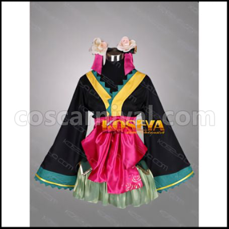 VOCALOID Hatsune Miku Project DIVA 2nd Butterfly Oiran Kimono Cosplay Costume coscarnival - Front View