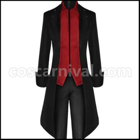 Attack on Titan Wings of Counterattack Online Survey Corps Squad Leader Levi Superior Mobile Infantry Black and Red Coat Cosplay Costume coscarnival - Front View