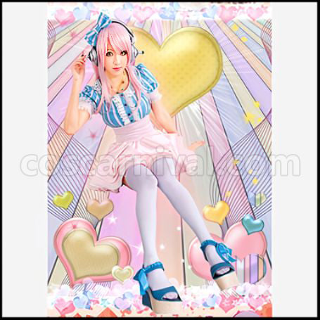 Super Sonico Sonico Garter Stockings Cosplay Costume coscarnival - Front View