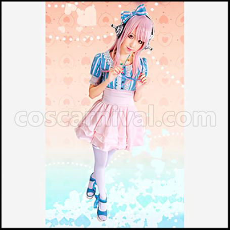 Super Sonico Sonico Garter Stockings Cosplay Costume coscarnival - Back View